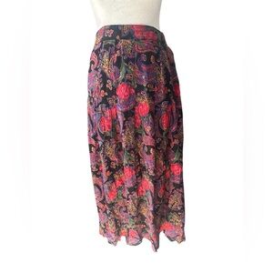 Vintage 1980s rayon floral maxi skirt size 16 (modern 12)